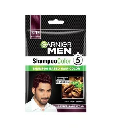Garnier Men Shampoo Based Hair Color 3.16 Burgundy 10+10ml